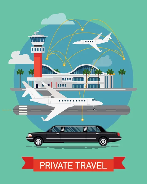 Diseño plano de viajes privados . — Vector de stock