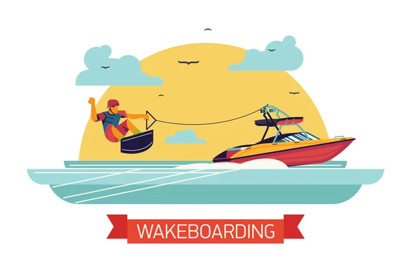 Concepto de wakeboard fresco — Archivo Imágenes Vectoriales