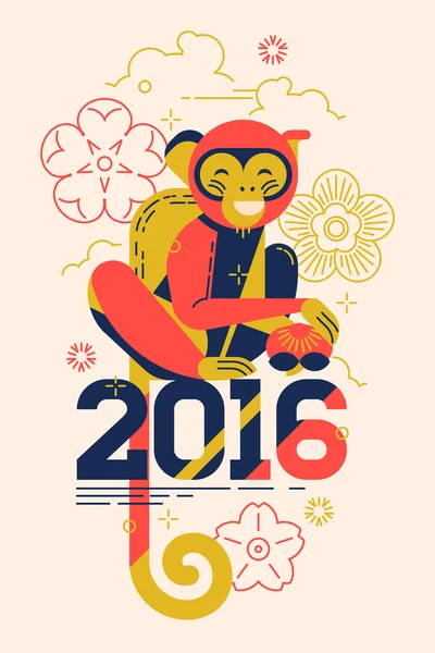 Chinese New Year with monkey — Stock Vector