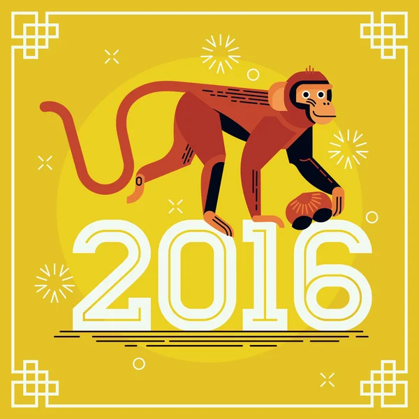 Chinese New Year with monkey — Stock Vector