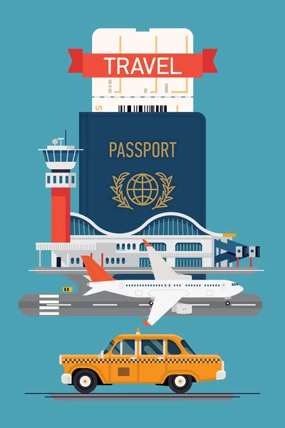 Viajes con terminal del aeropuerto — Vector de stock