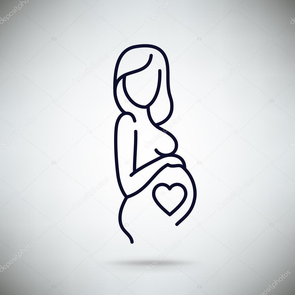 Pregnant woman linear symbol.