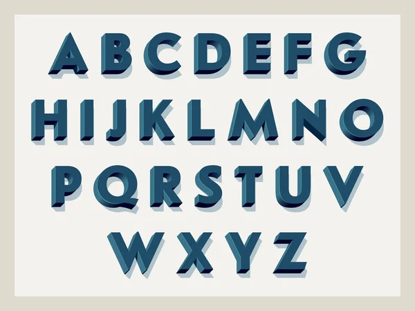 Blaues volumetrisches Alphabet — Stockvektor