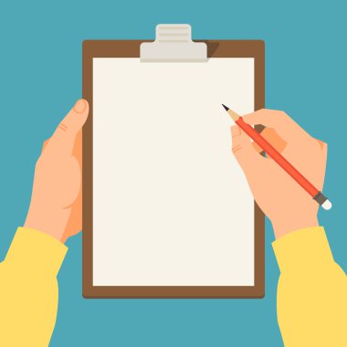 Clipboard with blank paper clipart