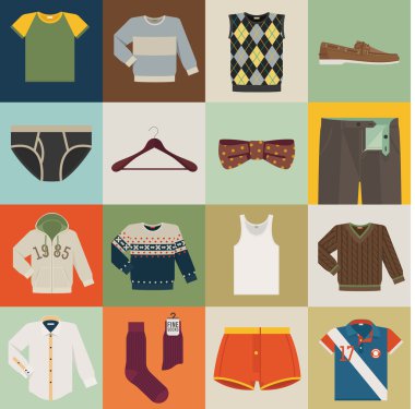 Öğeleri farklı erkekler giyer