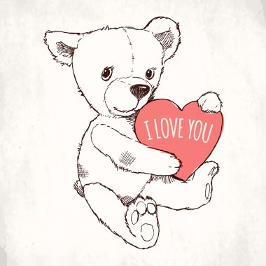 Oyuncak ayı kalp valentine ile