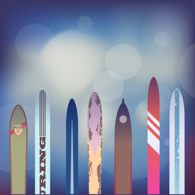 Farklı eski moda kayaklar