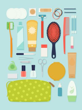 Travel and portable toiletry items clipart