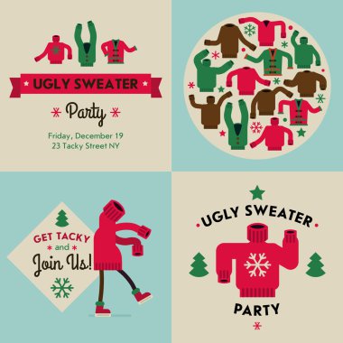 Tacky sweater party invitation clipart