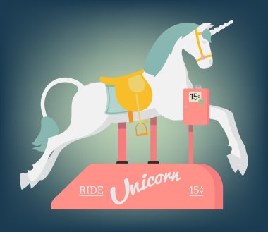 Unicorn coin operated kiddie ride clipart