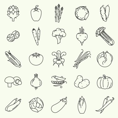 Vegetables  line icons.