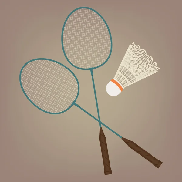 Badminton  rackets with  shuttlecock — Stock Vector