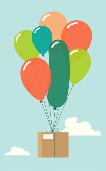 Caja con globos — Vector de stock