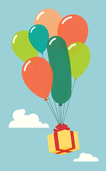 Caja de regalo con globos — Archivo Imágenes Vectoriales