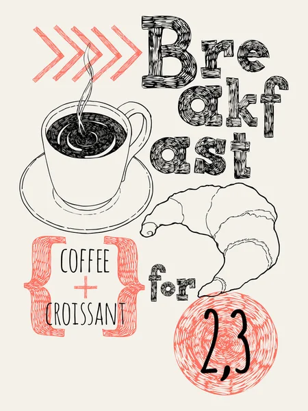 Cafe kahvaltı poster. — Stok Vektör