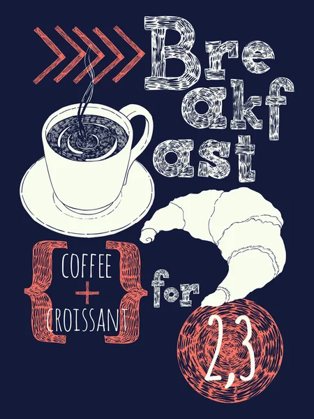 Cafe snídaně plakát. — Stockový vektor