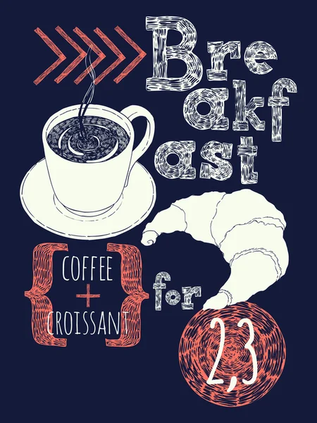 Cafe poster colazione . — Vettoriale Stock