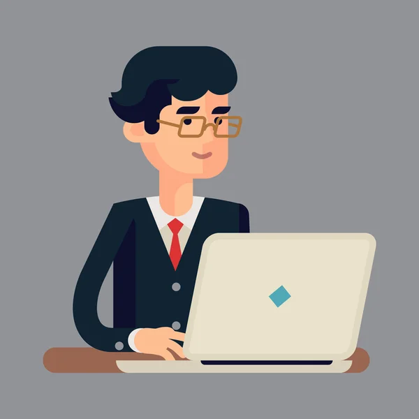 Male with  personal computer — Stock Vector