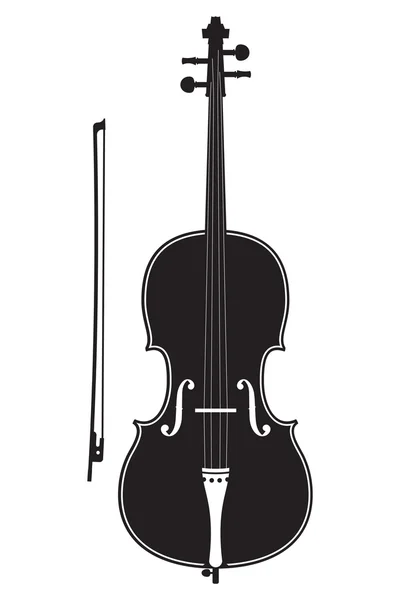 Silhouette de violoncelle avec archet — Image vectorielle