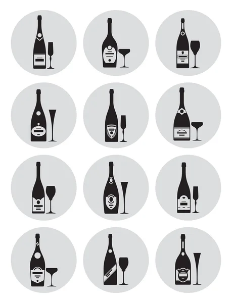 Champagne bottles icons — Stock Vector