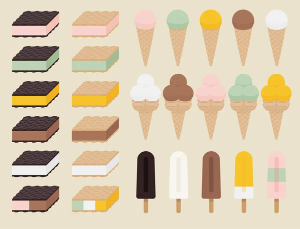 Different ice cream — Stock Vector