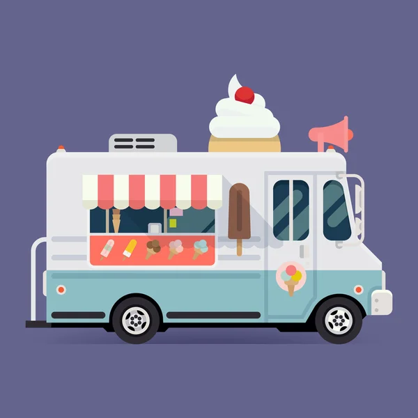 Retro ice cream van — Stock Vector