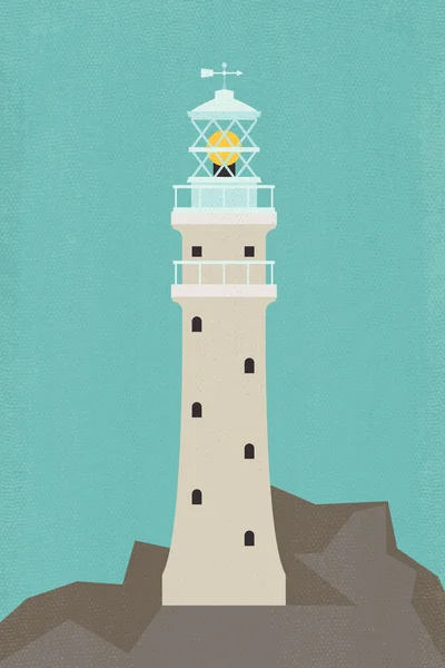 Lighthouse on rock — Stock Vector