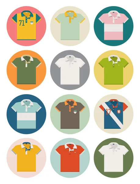 Polo iconos de camisa — Vector de stock