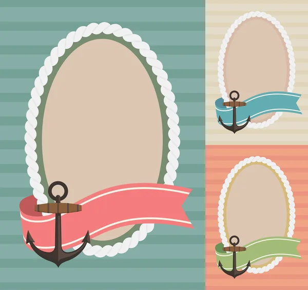 Frame with ribbon and anchor — Stock Vector