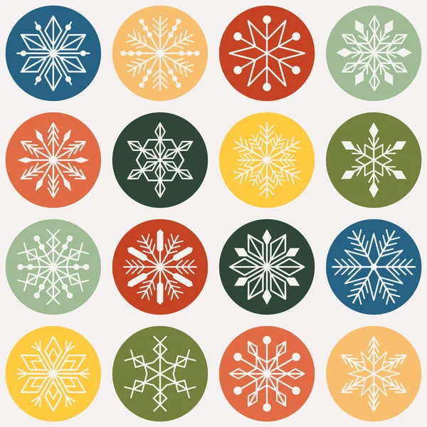 Νιφάδα χιονιού κύκλο εικονίδια — Διανυσματικό Αρχείο