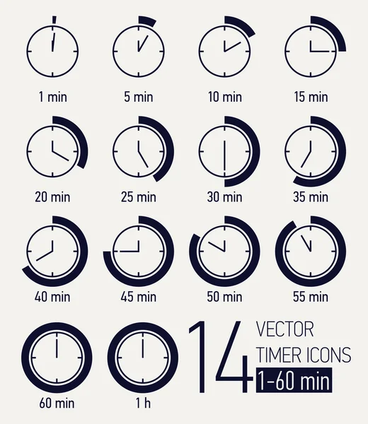 Tijd interval pictogrammen — Stockvector