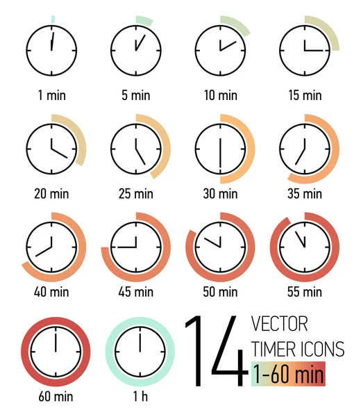 Ensemble d'icônes de minuterie — Image vectorielle