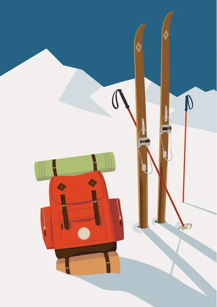 Vintern skidor i bergen — Stock vektor