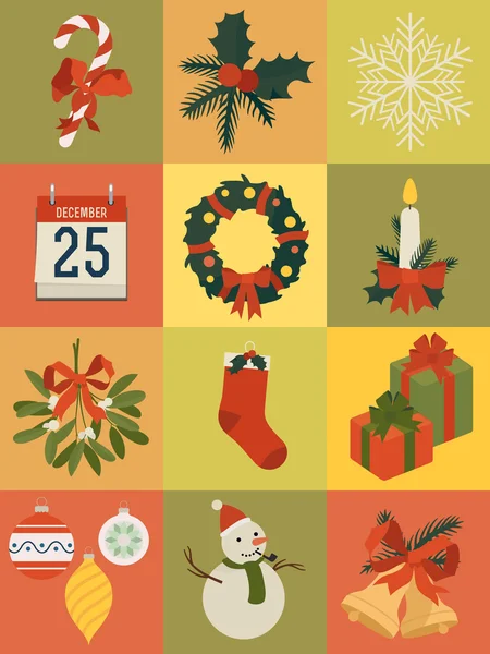 Iconos de decoración de Navidad — Vector de stock