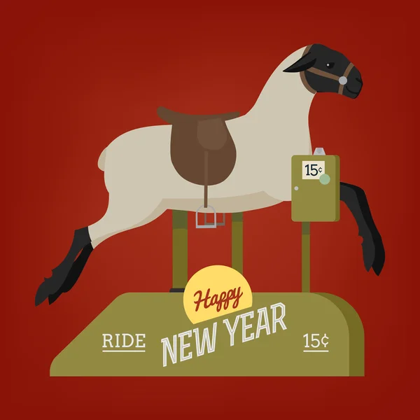 New year sheep ride for kids — Stock Vector