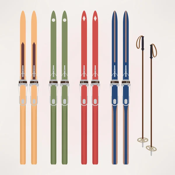 Old fashioned skis Stock Vector