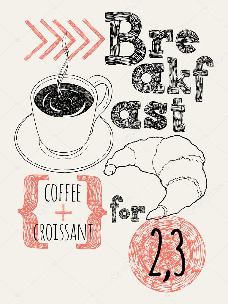 Cafe breakfast poster.