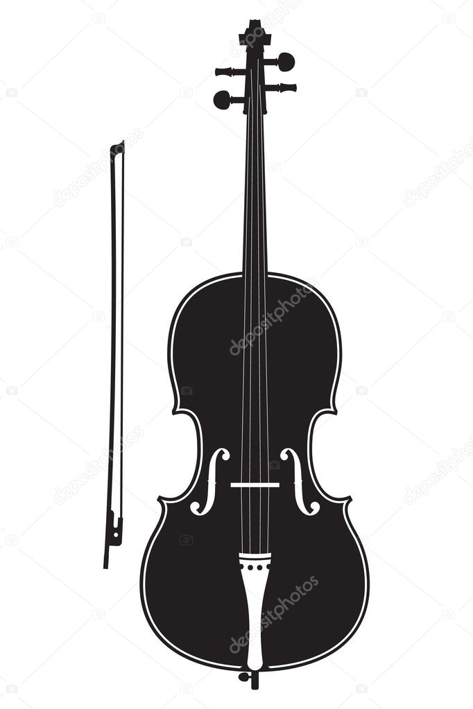 Silhouette of cello with bow