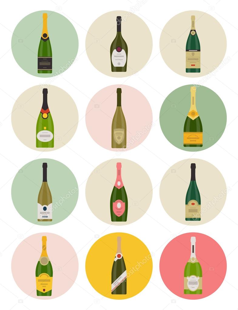 Champagne bottles icons