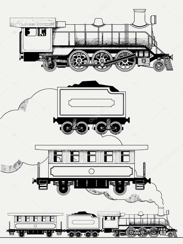 Old train engraving