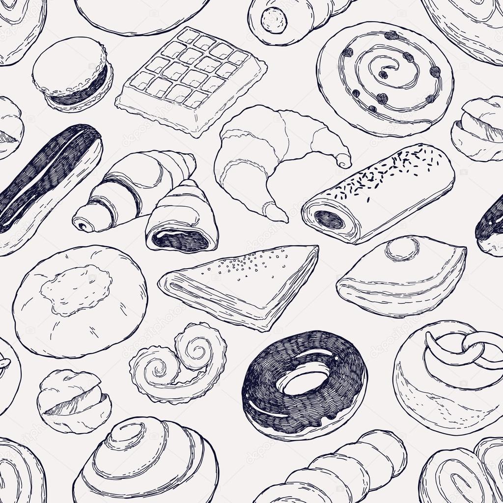 Bakery products seamless pattern