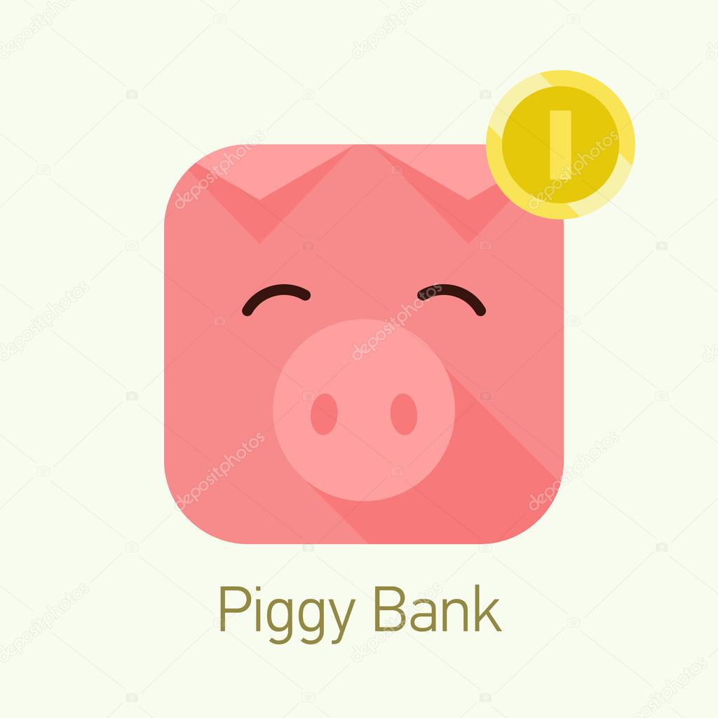 Piggy bank icon with coin
