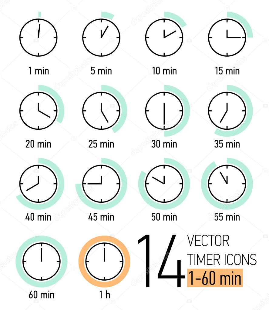 Set of timer icons