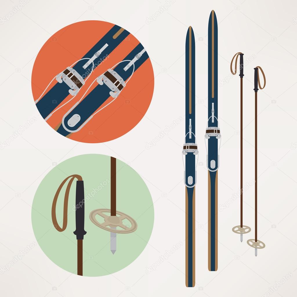 Old fashioned skis icons