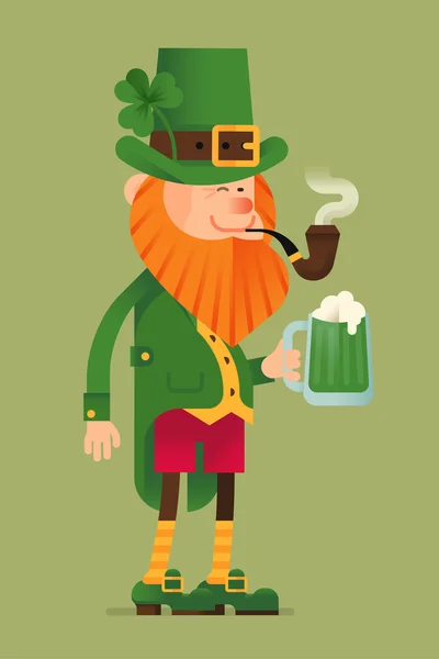 Saint Patrick de dag Leprechaun — Stockvector