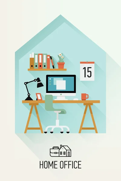 Home office featuring work space — Stock Vector