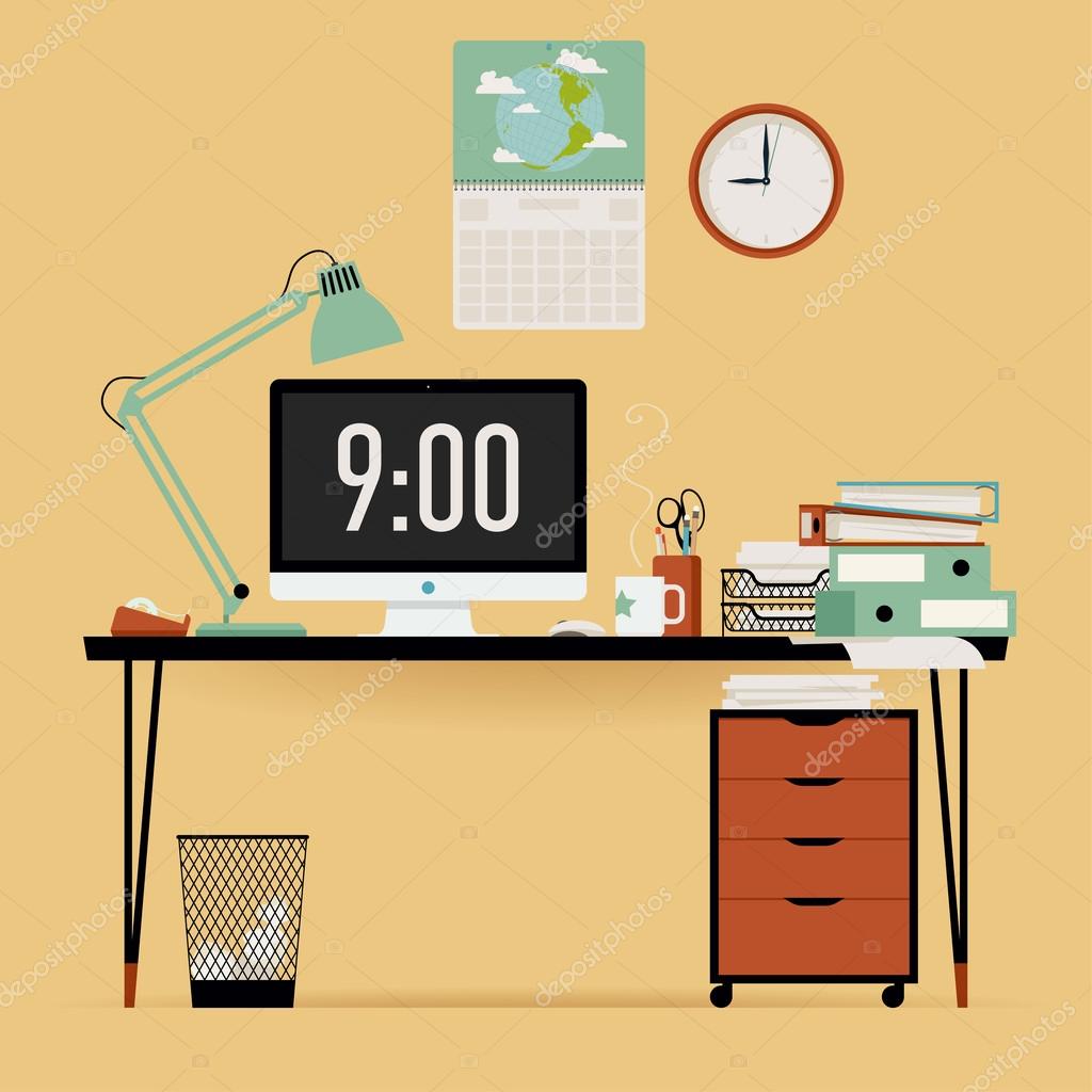 Office work desk Stock Vector by ©masha_tace 62239569