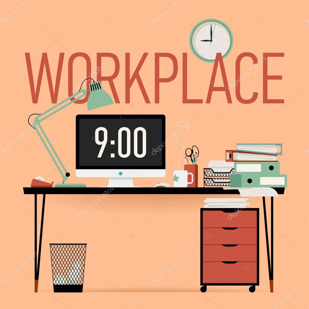 Workplace - office work desk — Stock Vector © masha_tace #62239613