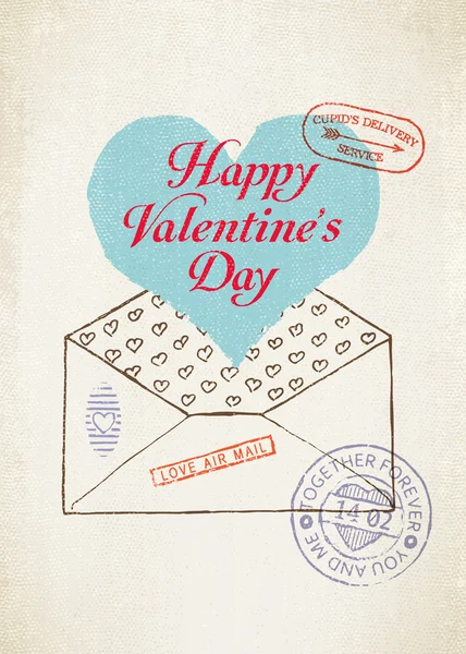 Joyeuse enveloppe Saint-Valentin — Image vectorielle