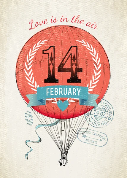 Svatého Valentýna den létající balón — Stockový vektor